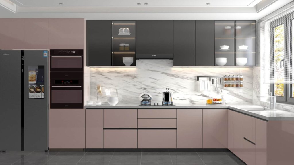 L Shape Online Modular Kitchen Design Services